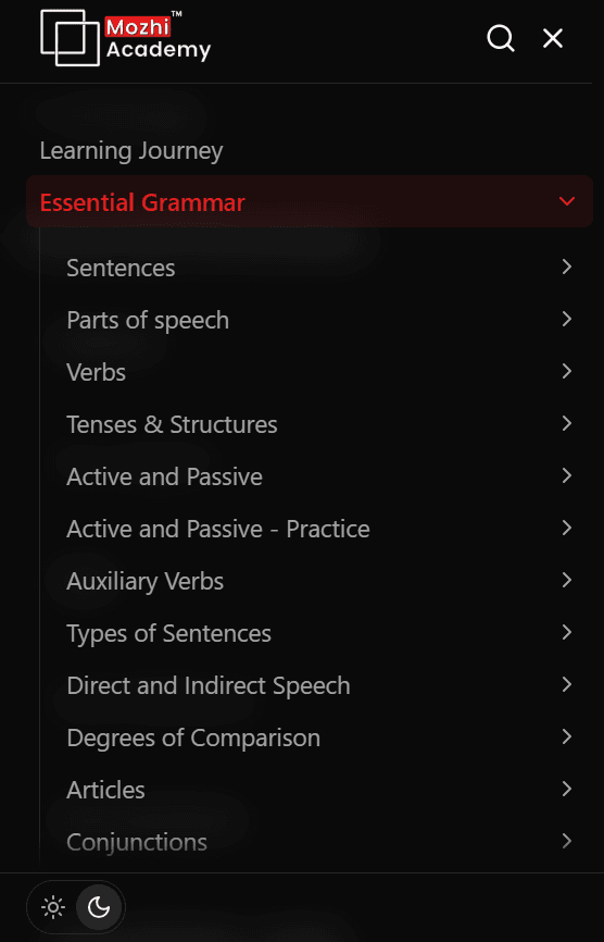 Mozhi academy study portal mockup